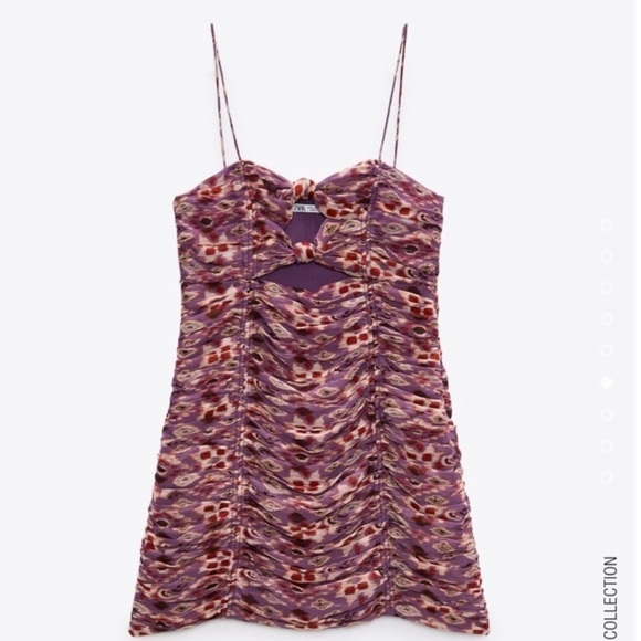 Printed Dress with Draping - Picture 3 of 6